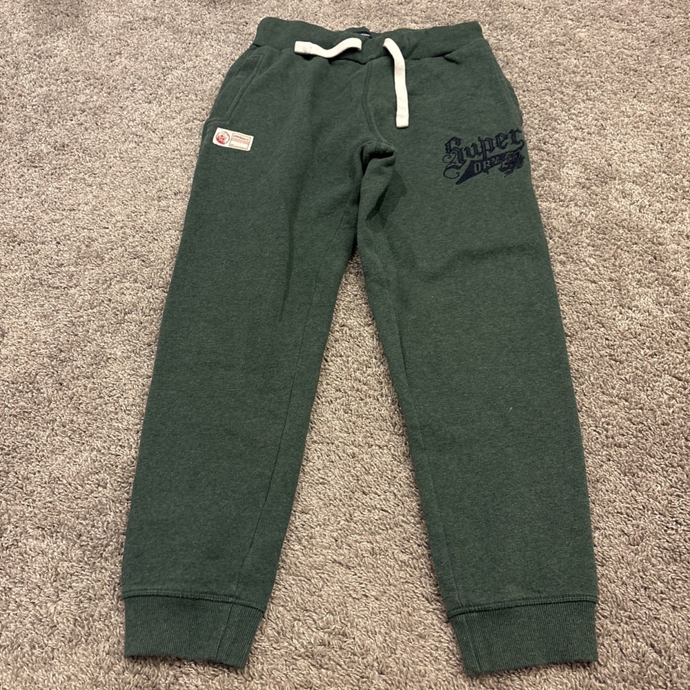 Superdry Mens Graphic Tracksuit Trousers Joggers Medium Green Cotton Drawstring